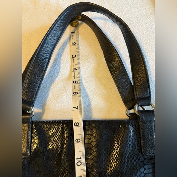 Michael Kors Black Leather Python Tote / Bag / Crossbody with Silver Hardware - Picture 14 of 16